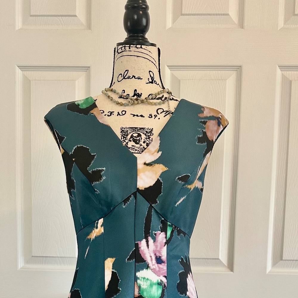 Anthropologie Green Floral Dress